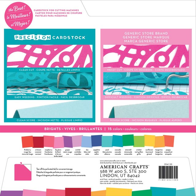 American Crafts AC354130 12 x 12 in. 80 lbs Precision Cardstock Pack, Bright Textured - 60 per Pack
