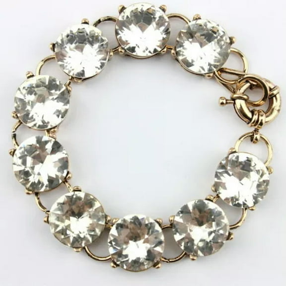 Vintage Classic Glass Crystal Round Dot Bracelet Stud Earrings for Women Jewelry