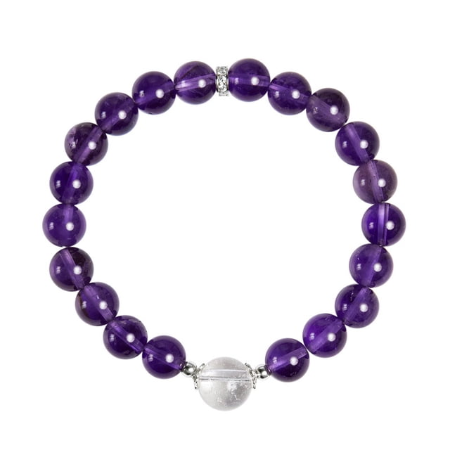 Pulsera de amatista y cuarzo transparente para mujer de acero S925
