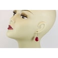 thumbnail image 5 of Sterling Silver Hot Fuchsia Pink Simulated Sapphire Earrings Faceted Teardrops Simple Dangle Drops 1.4" Designed for Adult Women, 5 of 5