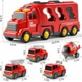 thumbnail image 3 of Truck Toys for 3 4 5 6 Years Old Boys,Toddler Car Toys for Toddler Boys Ages 3-5,Fire Toys Car Carrier Vehicle Toy Set,Kids Toys Truck Set for Age 3-9, 3 of 9