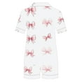 thumbnail image 5 of Women's Two Piece Pjs Sets Flower Print Buttoned Drawstring Waist Lounge Set Casual Loose Short Sleeve Top and Shorts, 5 of 6