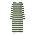 thumbnail image 2 of JUSLIO Womens Nightgown Striped Loungewear Long Sleeve Robes Round Collar Pajama Green Sleepwear Nightgowns Nightgown Sleep Dress, 2 of 6