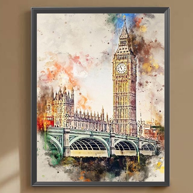 Cuadros Decorativos Kit de paisaje de pintura de diamante de taladro redondo completo DIY 5D artesanía de decoración del hogar(17) Wdftyju embutido en tela