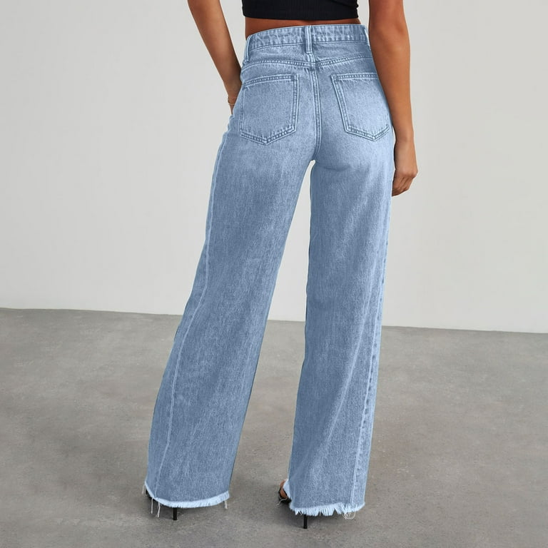 Women's High Waisted Wide Leg Jeans Stretchy Loose Fit Denim Pants