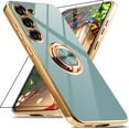 thumbnail image 1 of ORUYROP for Samsung Galaxy S23 Plus Case with Screen Protector, Built-in 362 Rotation Ring Holder Magnetic Stand, Luxury Shiny Plating Edge Shockproof Electroplated Protective Cover (Gray/Gold, 1 of 7