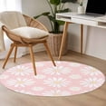 thumbnail image 5 of Pink Daisy 3ft Area Rug, Spring Floral Elegant Pastoral Botanical Washable Non-Slip Small Round Rugs for Entryway Bedroom Kitchen, Soft Circle Carpet for Dining Room, Playroom Nursery Rug, 5 of 9
