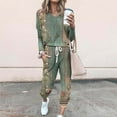 thumbnail image 2 of DeHolifer Womens Sweatsuits 2 Piece Set Crewneck Pullover Floral Print Tops And Pants Jogging Outfits Lounge Tracksuit Set Green 3XL, 2 of 5