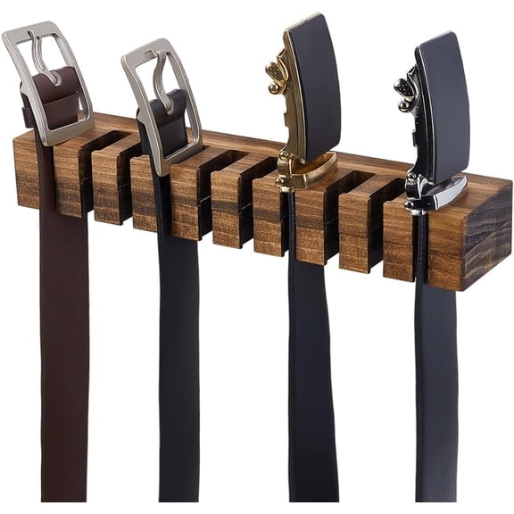 Belt Organizer Wooden Belt Holder Wall Mounted Belts Hanger with Slots Space Saving Storage