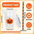 thumbnail image 2 of JJEAN-50Pcs Halloween Disposable Plastic Cups with Lids and Straws Orange Spooky Pumpkin Face Cold Beverage Drinking Cups for Trick or Treat Birthday Party Supplies, 2 of 4