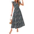 thumbnail image 1 of Vestido Midi PRETTYGARDEN Mujer Verano 2025 Floral con Escote en V, 1 of 6