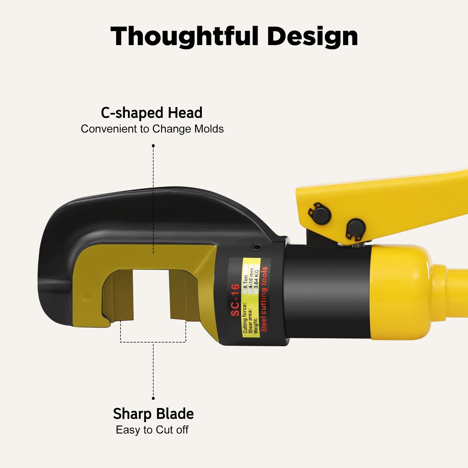 TFCFL SC-16 Hydraulic Rebar Cutter 16mm Rebar Cutter 8 Ton Hydraulic Rebar Cutter with Portable Box