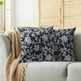 thumbnail image 2 of Vintage Floral Block Print Pillow Covers 16x16 Set of 2 Navy Blue Brown Cream Flower Pattern Rustic Old Style Decorative Throw Pillow Cases Outdoor Farmhouse Decoration for Sofa Couch Bed, 2 of 6