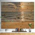 thumbnail image 2 of Designart 'Dark Tropical Sand Beach at Sunset' Modern Seascape Print on Natural Pine Wood, 2 of 5