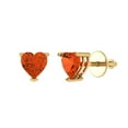 thumbnail image 2 of 1 Ct Heart Cut Studs Red Crystal 18K Yellow Solid Gold Everyday Dainty Earrings Screw Back, 2 of 7