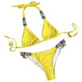 thumbnail image 1 of ENJOYW 2Pcs/Set Split Bikini Solid Color Faux Crystal Sexy Adjustable Pure Color Swimwear for SwimmingSpandex,Nylon, 1 of 7