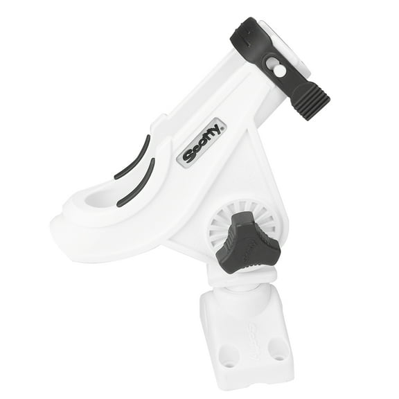 Scotty 280 Bait Caster/Spinning Rod Holder w/241 Deck/Side Mount - White | Bundle of 2