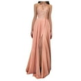 thumbnail image 4 of DHFJKG Women Lace Formal Dresses Floral Embroidery Sleeveless Self Tie Halter Dress Evening Ball Gown Split Maxi Dress Stylish Dresses, 4 of 5