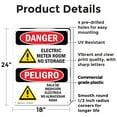 thumbnail image 2 of (2 Pack) Electric Meter Room No Storage Bilingual OSHA Danger Sign 18 Inch X 24 Inch Plastic Sign, Weather Resistant, UV Protected for Workplace, Business, and Construction Site, Made, 2 of 8