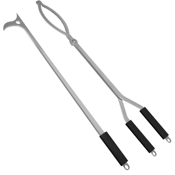 Juego De Pinzas Para Fogones De 28 Pulgadas, Pinzas Para Chimenea De Acero Inoxidable, Agarrador De Troncos, Adecuado Para Fogones Al Aire Libre, Hoguera, Campamento, Fuego, Patio Trasero, Cubierta, H