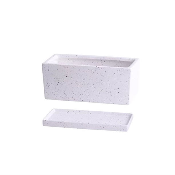 Macetero Rectangular de cerámica con bandeja, artículos for macetas pequeños perforados de escritorio de oficina, verde, Simple, escandinavo, suculento