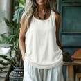 thumbnail image 5 of Flowy Tank Tops for Women Loose Cotton Linen Sleeveless Crew Neck Tops Dressy Causal Bussniess Beach Tunics with Pockets, 5 of 7
