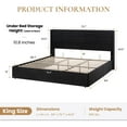thumbnail image 6 of Sha Cerlin King Size Velvet Lift Up Hydraulic Storage Bed Frame, Platform Bed with Upholstered Wingback Headboard, No Box Spring Needed, Black, 6 of 13