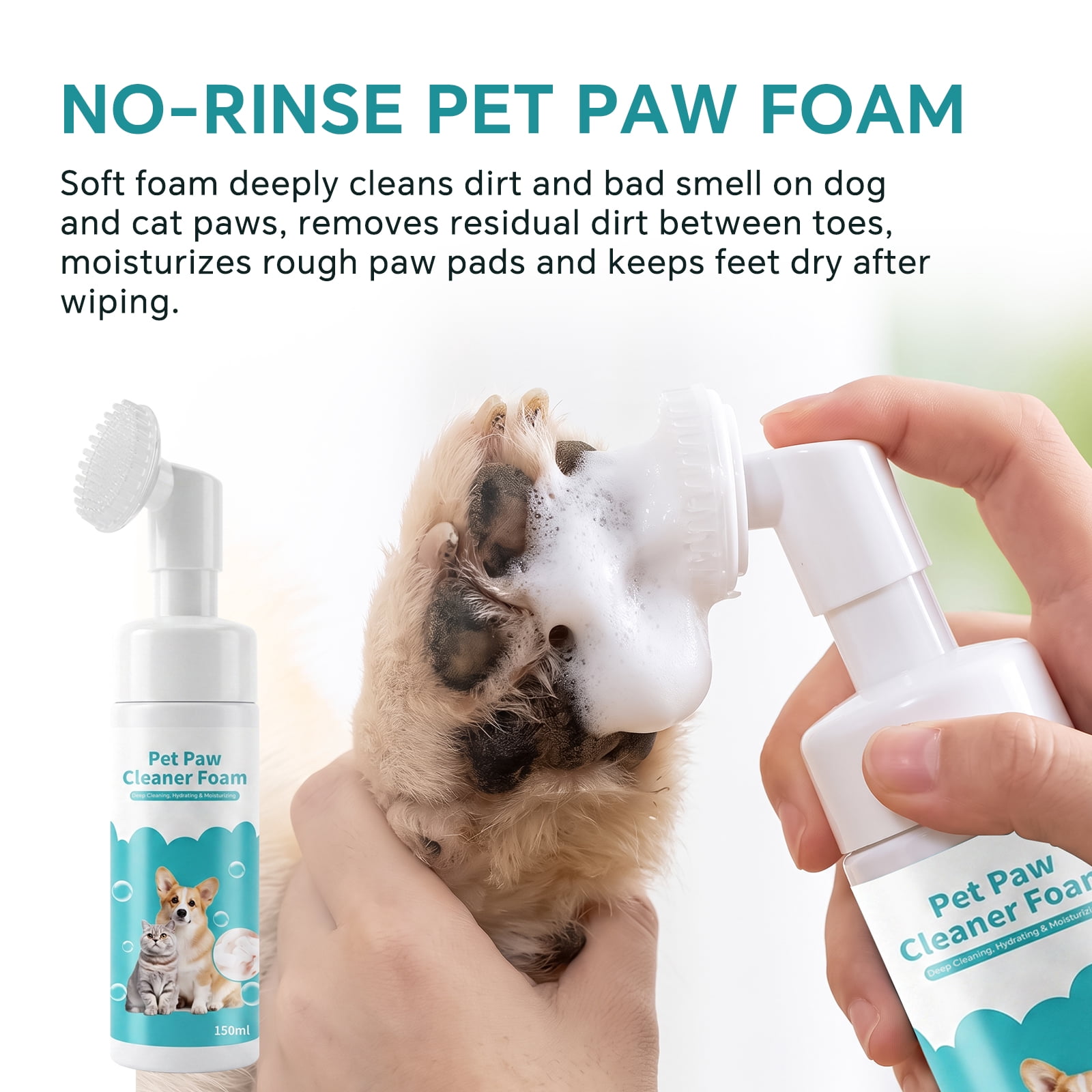 Pet Teeth Cleaning Finger Wipes, Eye Wipes, Paw Cleaner Foam, Ear Drops, Deodorizing Spray, Pet Glove Wipes Kit for Dogs & Cats