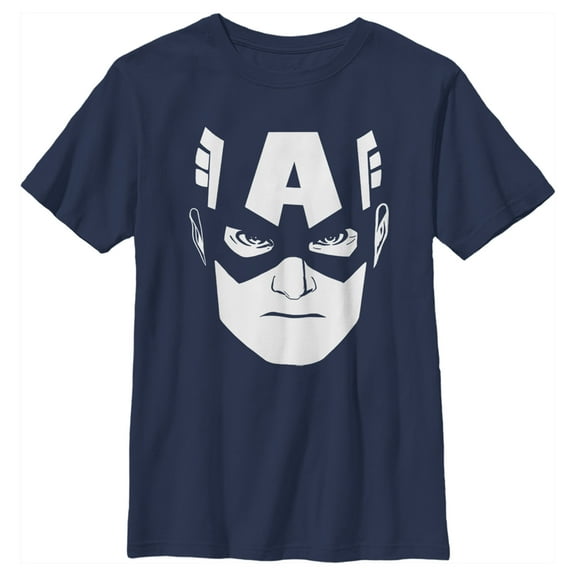 Boy's Marvel Cap Big Face Graphic Tee Navy Blue X Small