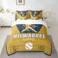 thumbnail image 2 of jejeloiu Boys Baseball Game Twin Bedding Sets 7-Piece,Milwaukee City Bedding Comforter Set,Ball Sport Lover Sheet Sets For Teens Boy,Microfiber Bedroom Decor Reversible, 2 of 8