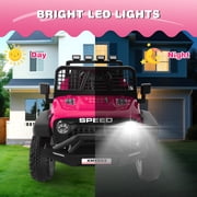 Farmdex 24V Ride on Car, Ride on Truck for Toddlers with Remote Control, Electric Car for Boys Girls Age 3+, Bluetooth, Music, LED Lights, Spring Suspension, 3 Speeds, Pink