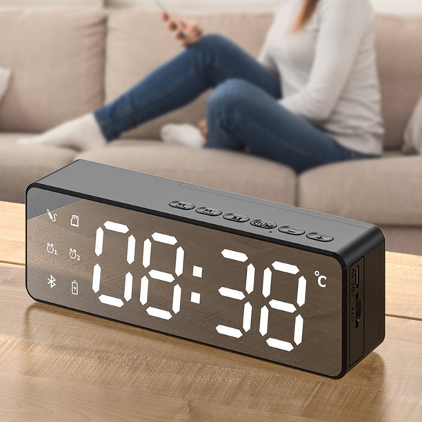 Puntoco-Mini reloj despertador con Audio Bluetooth, espejo de Audio, Subwoofer, alarma de casa para estudiantes, estéreo de escritorio enchufable