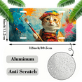 thumbnail image 2 of 1 Pcs 2D Flat License Plate Covers & Frames, A cat dressed as an artist For Decorative Front, Waterproof For Decoration Aluminum License Plate Covers & Frames Cover For Men Women, 12" X 6", 2 of 7