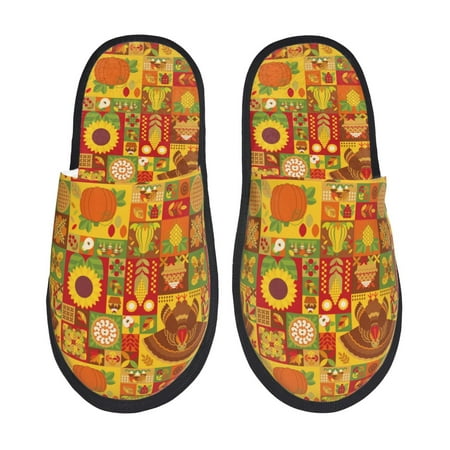 

Tideii Thanksgiving Day for Home Indoor Cotton Slippers Autumn and Winter EVA Plush Slippers Household Supplies Unisex-Large