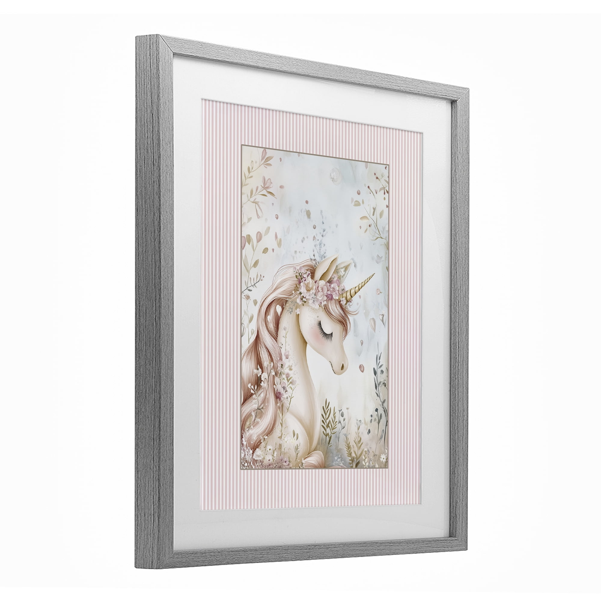 Stupell Industries Enchanted Dreams Unicorn Gray Framed Print Under Glass, design by Christine Simpson Art
