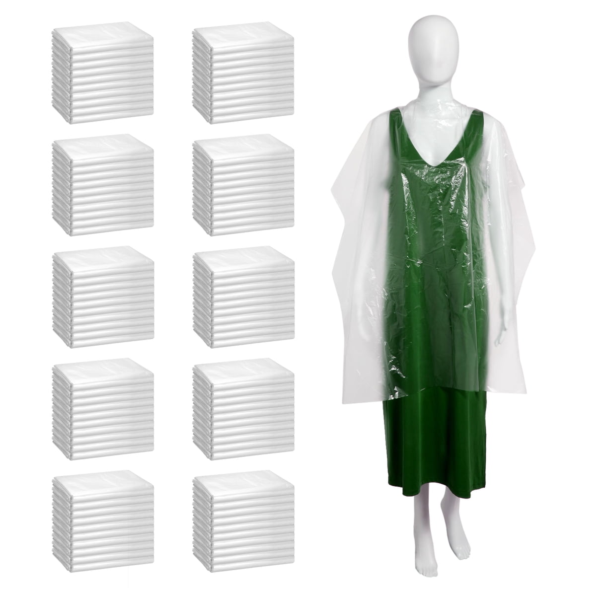 100 Pack Disposable Clear Hair Cutting Barber Capes for Salon and Barbershop Stylist, 51 x 63 in