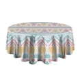 thumbnail image 5 of Pastel Geometric Pattern Round Tablecloth 60"x60",Wrinkle Wipeable Table Cloth for Kitchen Dining Room Picnic Patio Party, 5 of 6