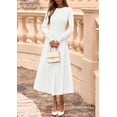 thumbnail image 4 of Vestido PRETTYGARDEN 2025 de punto midi blanco con mangas largas - S, 4 of 8