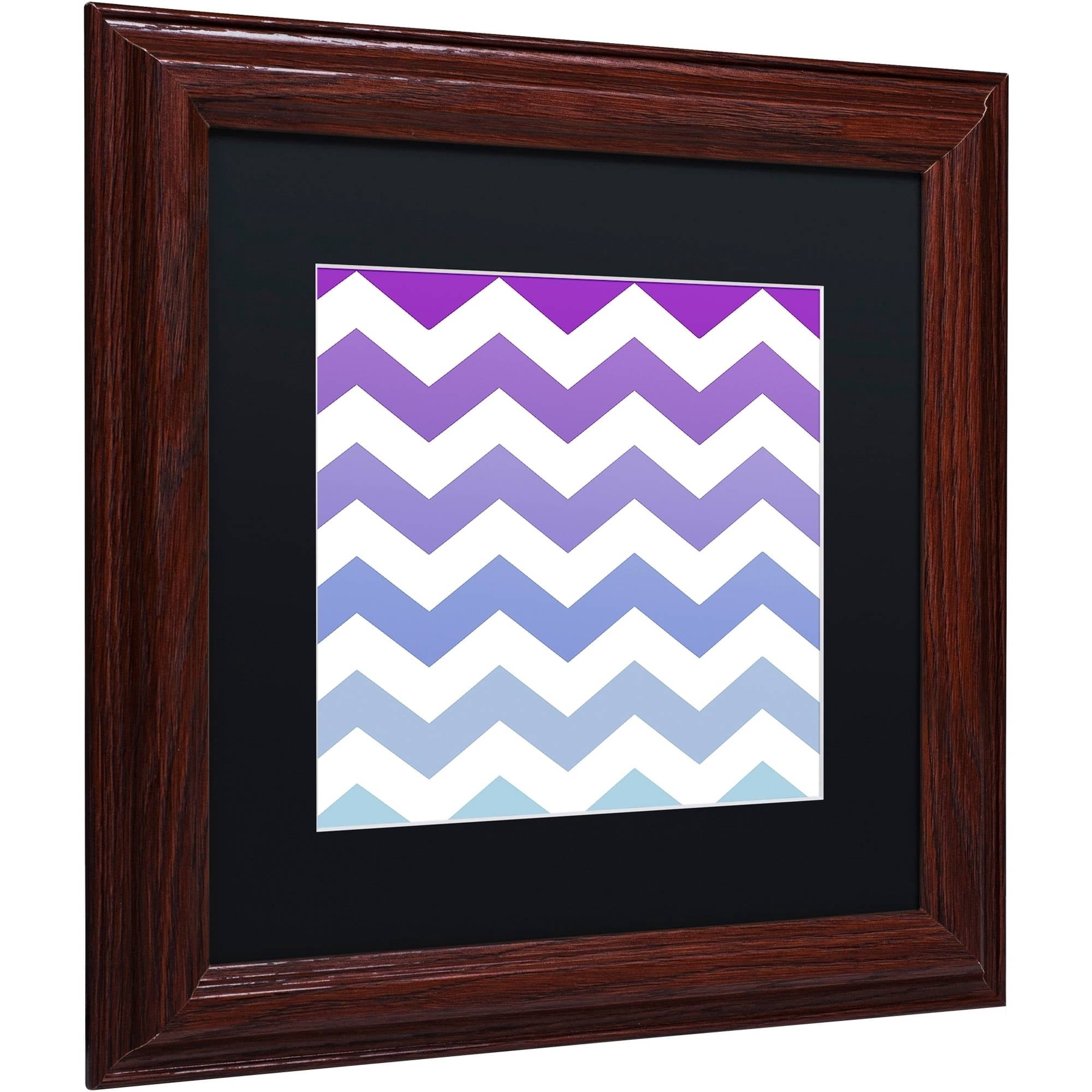 Trademark Fine Art "Purple-Blue Chevron" Canvas Art by Color Bakery Black Matte, Wood Frame