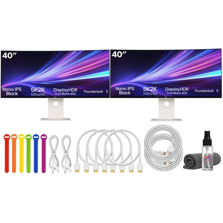 LG UltraFine 40U990A 40 Inch 5K2K Curved Ultrawide Monitor 5120 x 2160 IPS Black 120Hz Thunderbolt 5 HDR600 2 Pack Bundle (International Model)