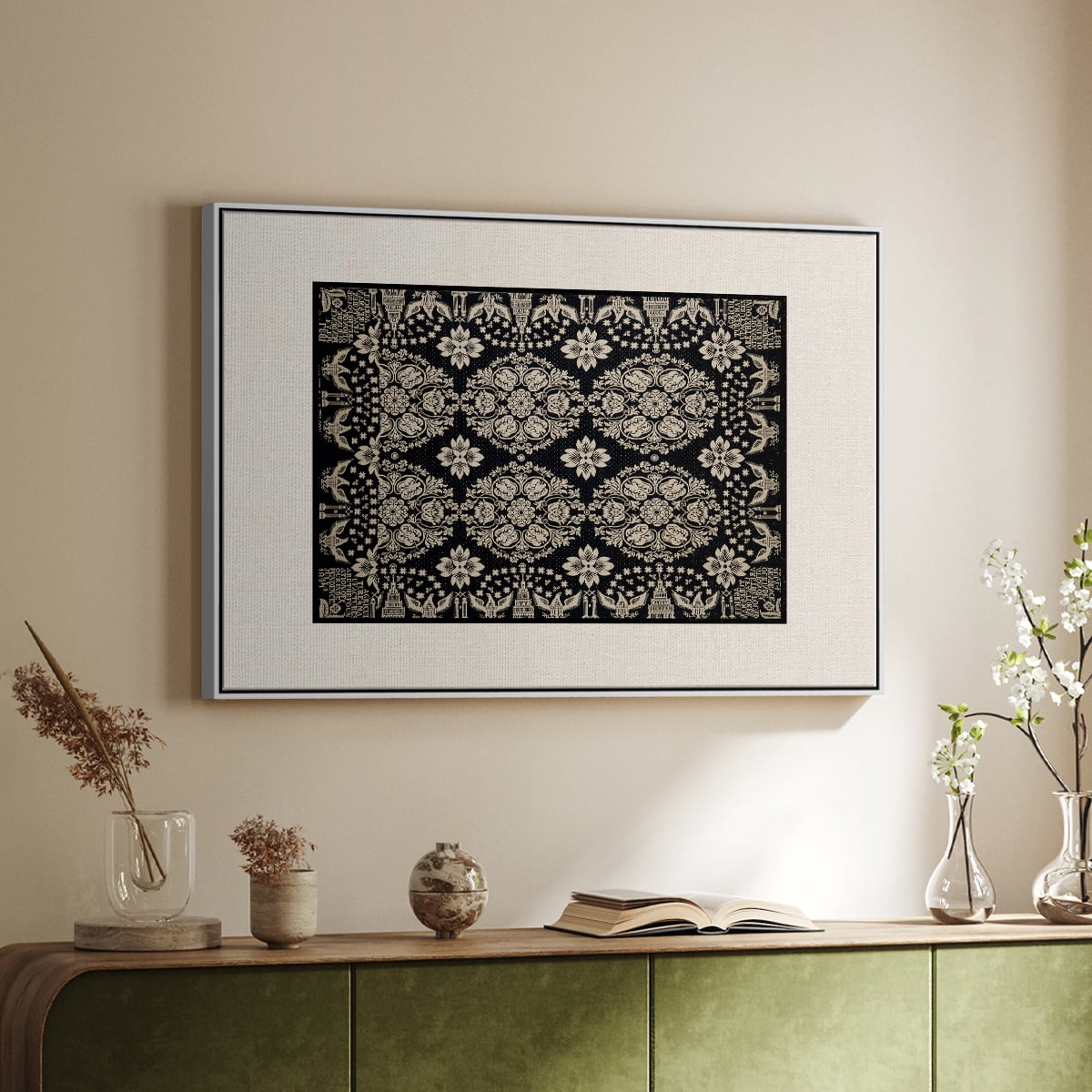 Vintage Abstract Print-XI Framed in White Wood Gallery Wrapped Canvas 25 in. x 37 in.