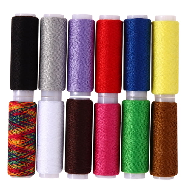 Wdftyju Juego de conos de hilos de coser multiusos de poliéster de colores mezclados de carretes de 12 piezas Wdftyju 1rf4ed5yt1ut2jx7