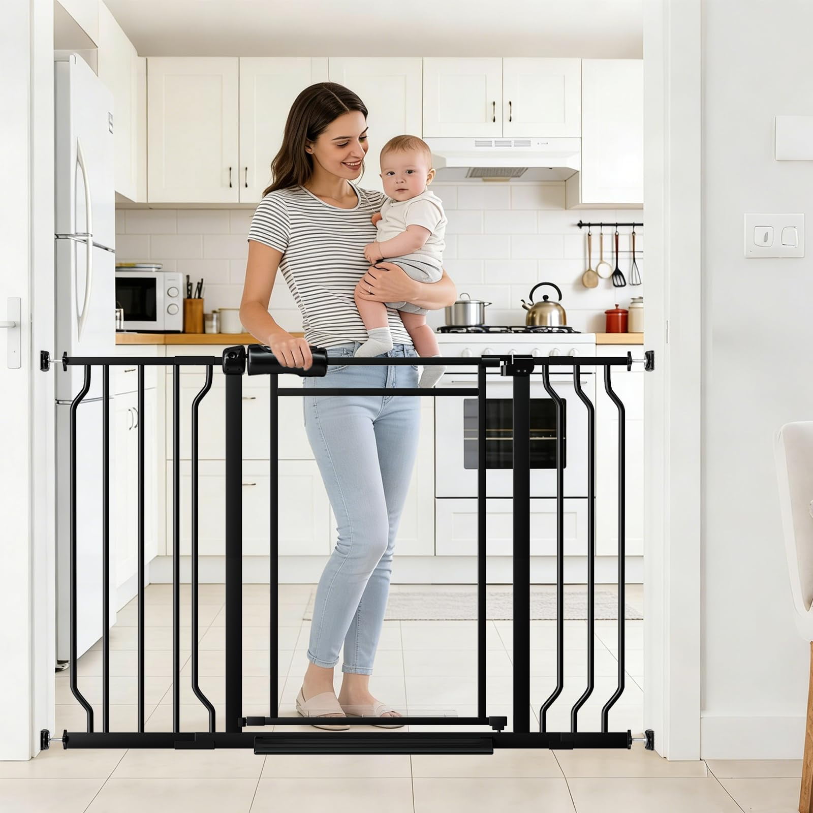 Clera Gate 29.14-48.03" Extra Wide Mounted Easy Walk Through Auto Close Safety Dog Pet Puppy For Doorways Kitchen