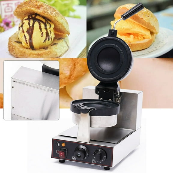 Miumaeov 1000W Electric Burger Waffle Maker Machine Commercial Non Stick Panini Hamburger Press Baking Machine