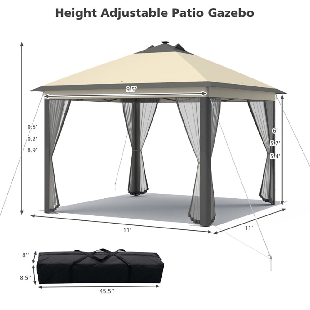 Aimee Lii 11 x 11 Feet Portable Outdoor Patio Folding Gazebo with Led Lights, Backyard Canopy Gazebo, Coffee Aimee Lii 11 x 11 Feet Portable Outdoor Patio Folding Gazebo with Led Lights, Backyard Canopy Gazebo, Coffee