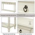 thumbnail image 5 of Rustic Chic Console Table Sofa Table with 3 Drawers, Solid Wood Hall Tables Tall Entryway Table with Shelves, Side Tables with Projecting Drawers and Long Shelf, Antique White, 5 of 8