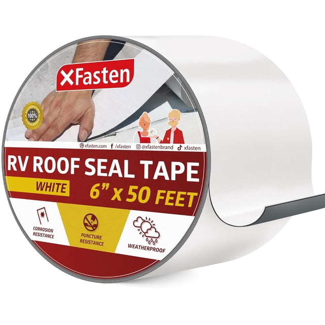 Ruban de Réparation pour VR, Imperméable, 6 Pouces x 50 Pieds, Ruban de Patch de Toit en Caoutchouc Résistant aux Intempéries pour Réparation de VR, Fenêtre, Évent, Revêtement de Bateau et Fuites de Toit de Caravane