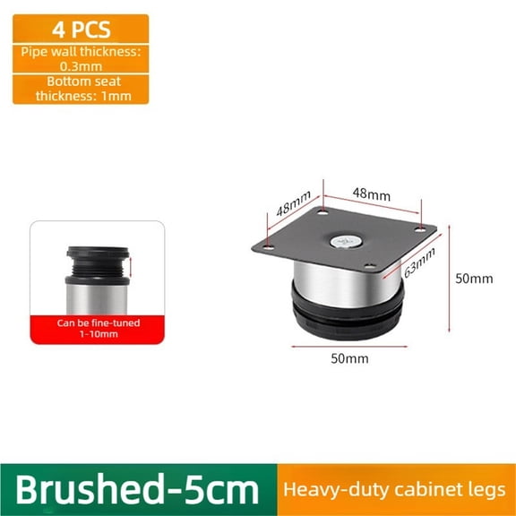 4 Pack Adjustable Stainless Steel Furniture Legs 5-40cm, For Cabinet Table Sofa
