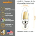 thumbnail image 5 of Sunlite LED Edison B11 Torpedo Tip Chandelier Light Bulb, 8.8 Watts (75W Equivalent), Candelabra E12 Base, Dimmable, UL Listed, Title 20 Compliant, 90 CRI, 5000K Daylight, 6 Pack, 5 of 6
