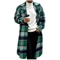 thumbnail image 2 of Mens Windbreaker Jackets Turn Down Collar Plaid Button Long Sleeves Cardigan Coat Fashion Casual Business Commute Warm Winter Outerwear with Pockets, 2 of 5